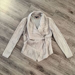 Scoop NYC Grey Ribbed Leather Moto Style Jacket